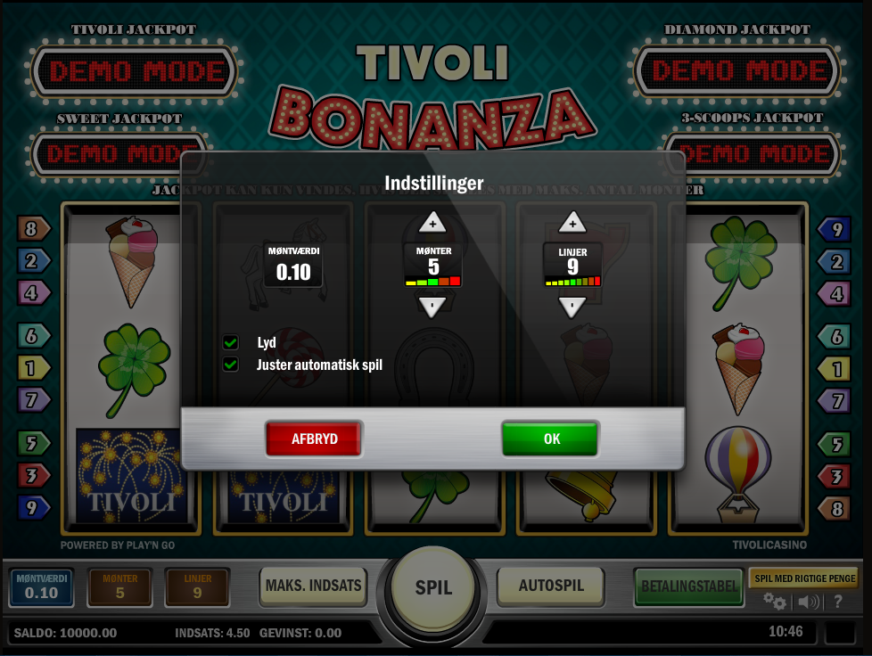 indstillinger tivoli bonanza